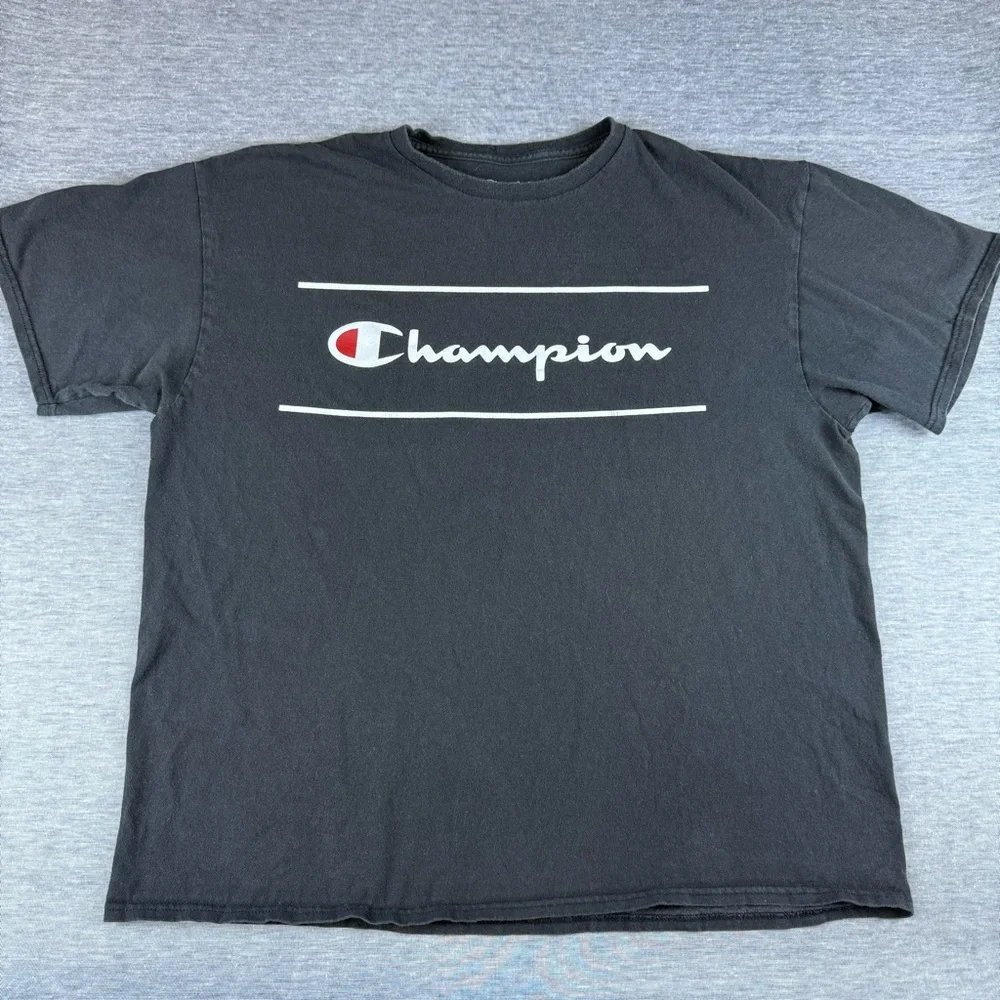 Champion‎ Men's Classic Graphic Printed T-Shirt Casual Streetwear Black Size XL - Picture 2 of 4